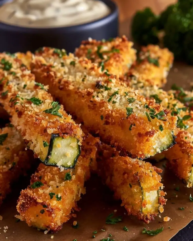 Golden Parmesan-Panko Zucchini Fries with Fresh Herb Garnish