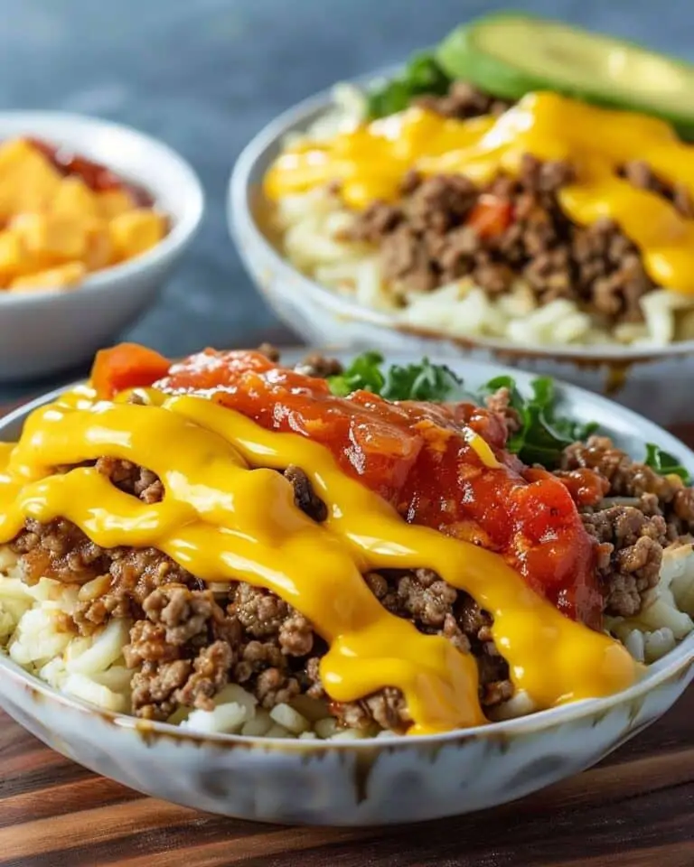 High-Protein Cheeseburger Bowls Recipe – Low-Carb Meal Prep with Ground Beef & Burger Sauce