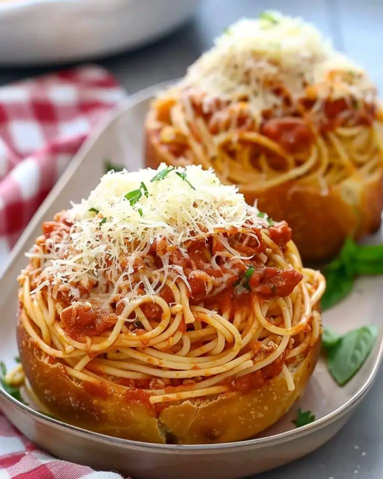 Spaghetti Garlic Bread Bowls
