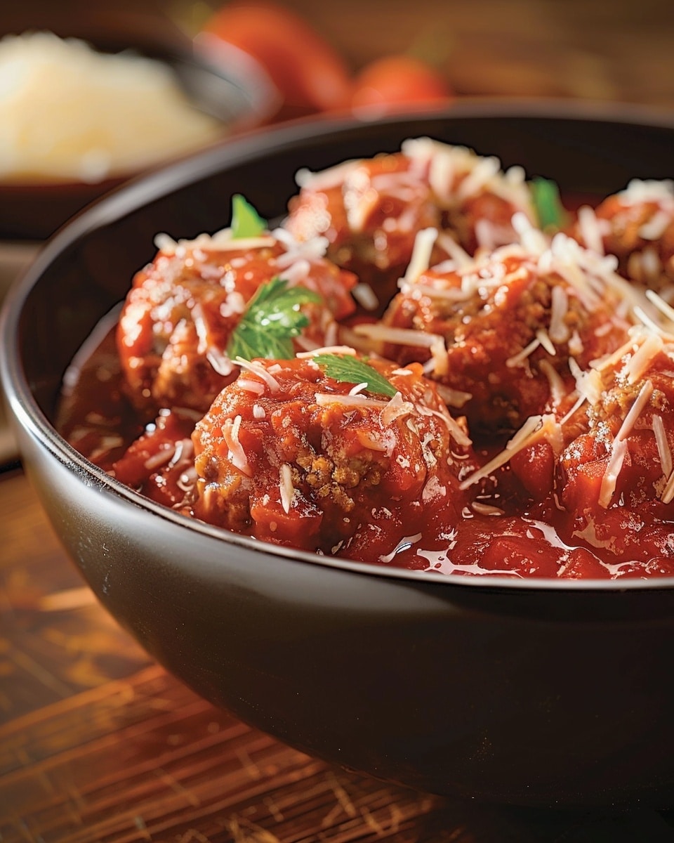 Mozzarella Stuffed Meatballs in Homemade Tomato Sauce