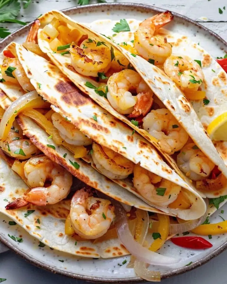 Shrimp Quesadillas with Peppers & Onions