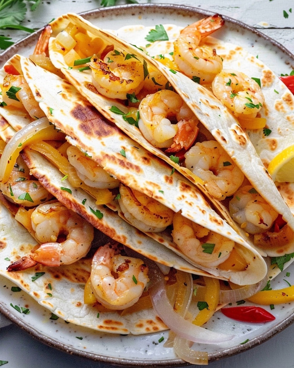 Shrimp Quesadillas with Peppers & Onions