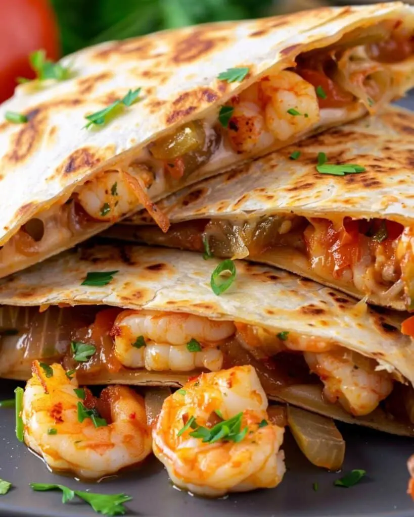 Shrimp Quesadillas with Peppers & Onions