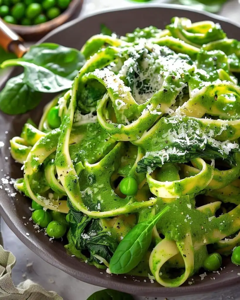 Spinach Fettuccine with Creamy Green Goddess Sauce