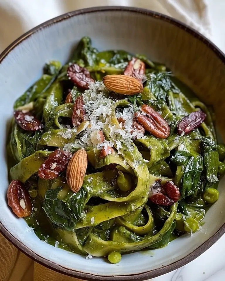Spinach Fettuccine with Creamy Green Goddess Sauce