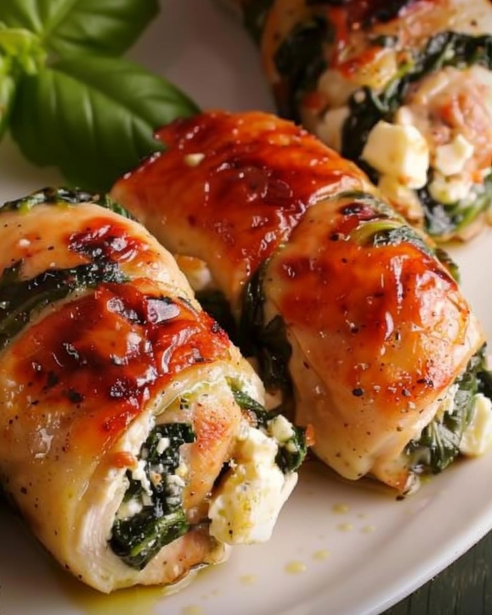 Spinach and Feta Chicken Rolls