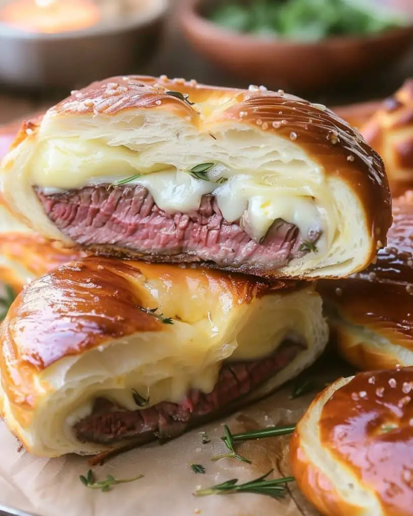 Steak and Cheese Stuffed Pretzels