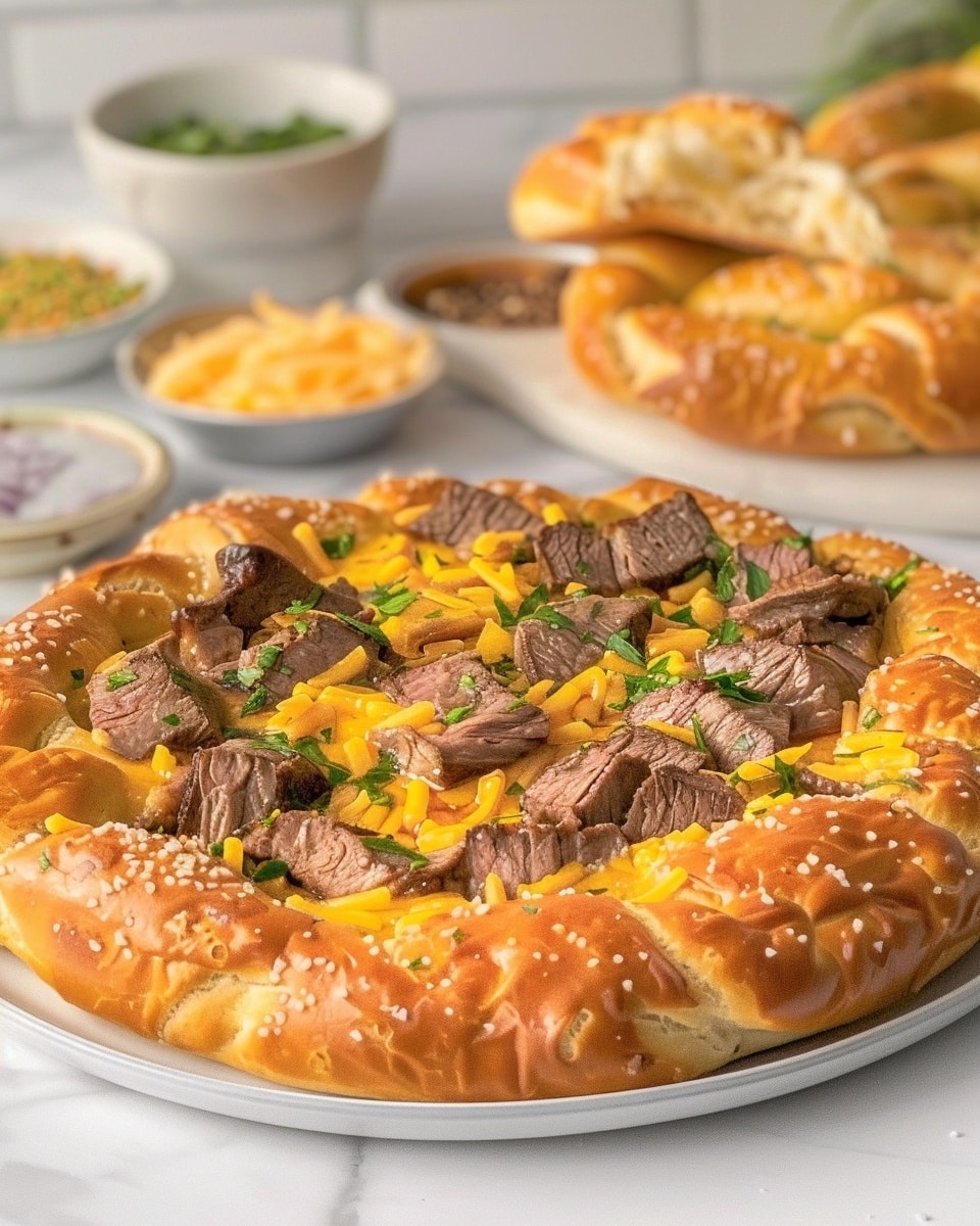 Steak and Cheese Stuffed Pretzels