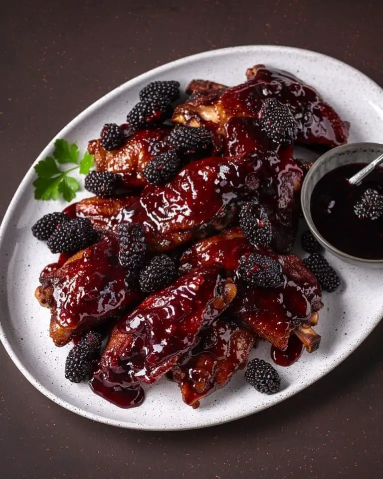 Sticky Blackberry Garlic Glazed Chicken Thighs