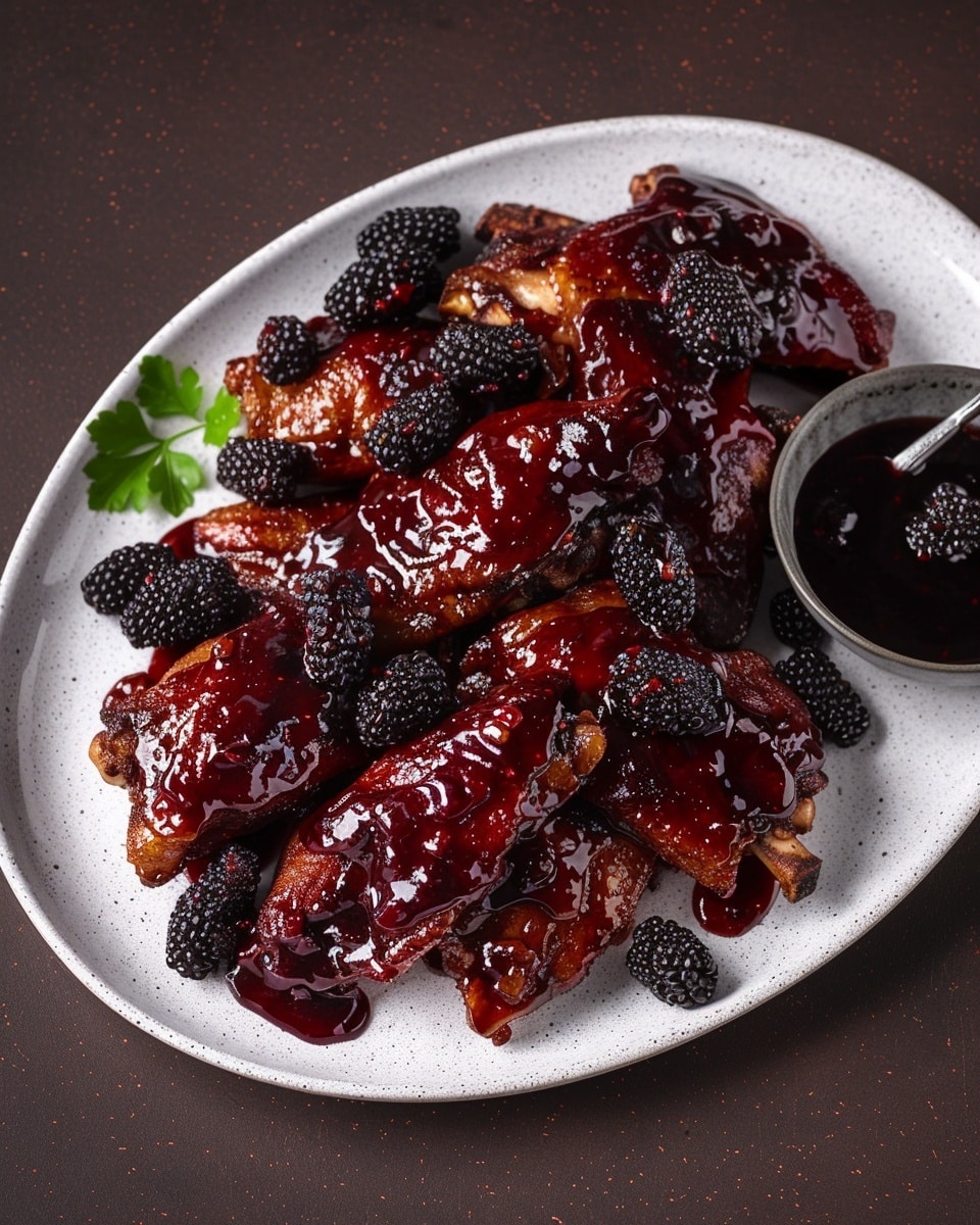 Sticky Blackberry Garlic Glazed Chicken Thighs