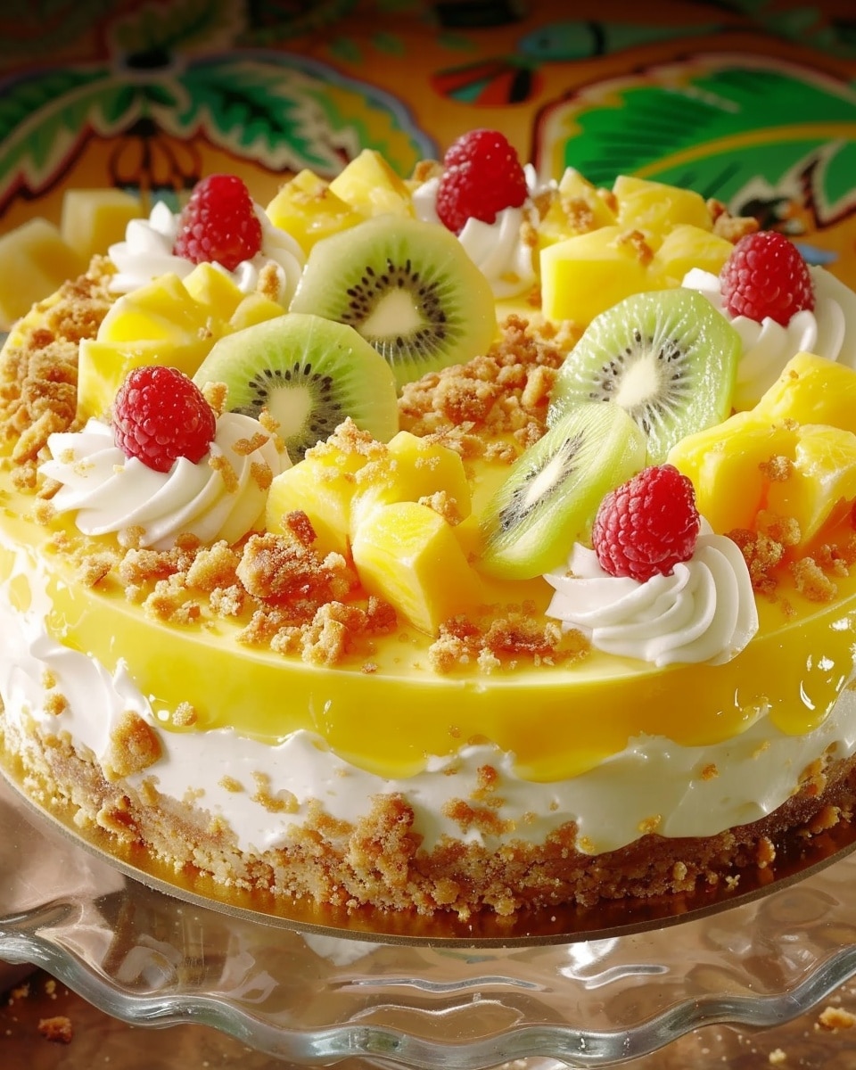 Tropical Fruit Cheesecake Crumb Cake Dessert
