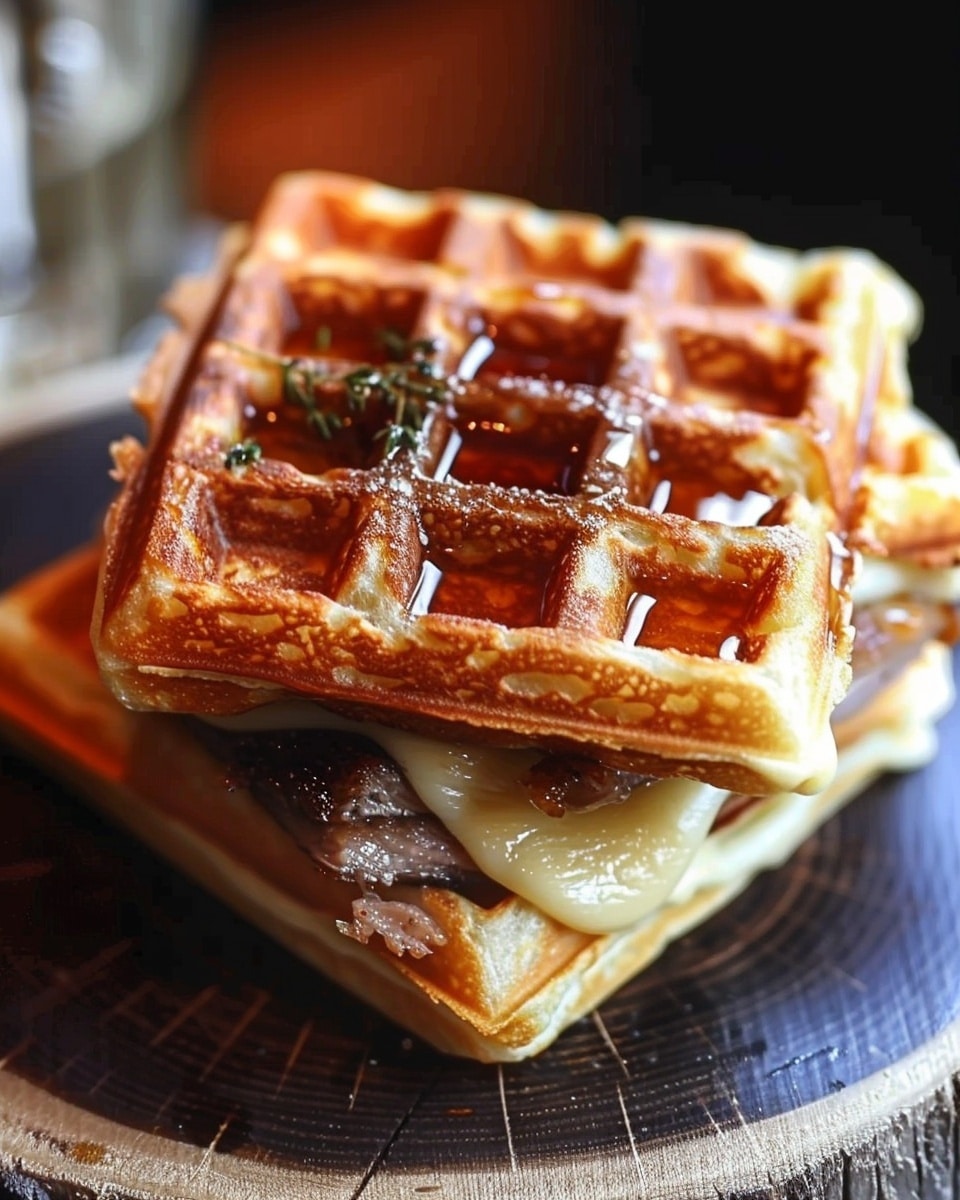 Bourbon-Maple Brisket Grilled Cheese Wafflewich