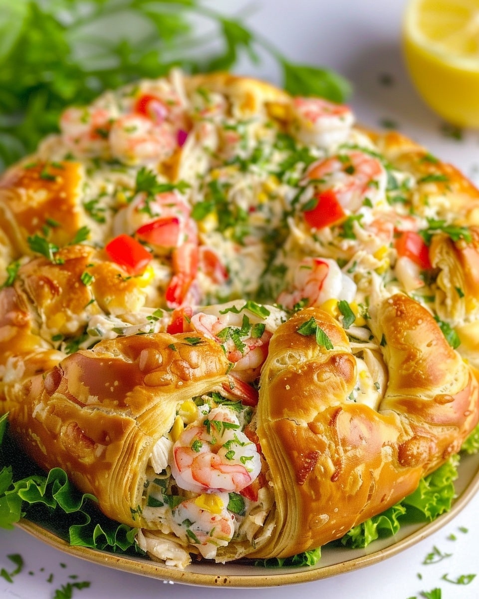 Cheesy Shrimp Crab Crescent Ring
