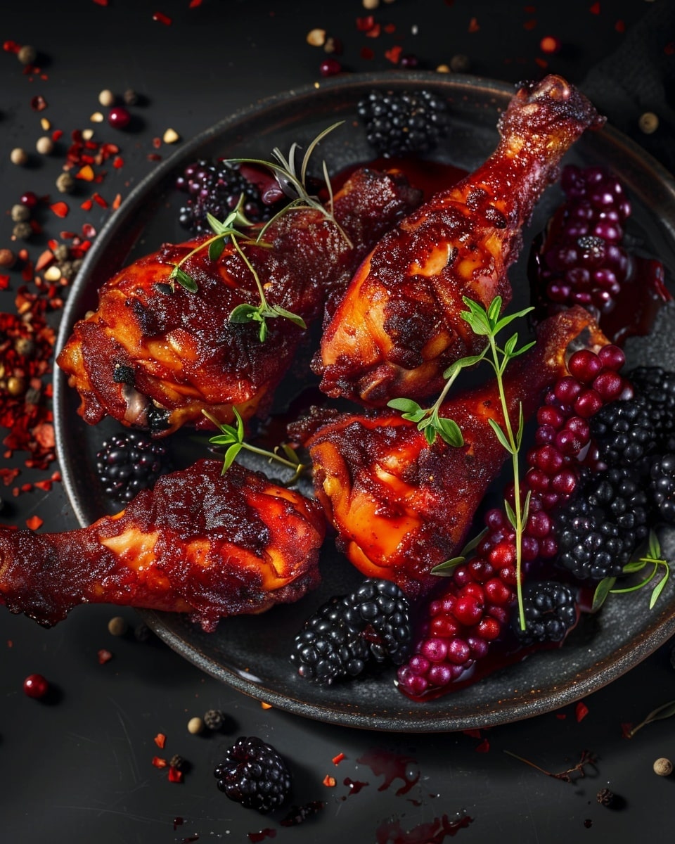 Crispy Blackberry Chicken with Sticky Sauce