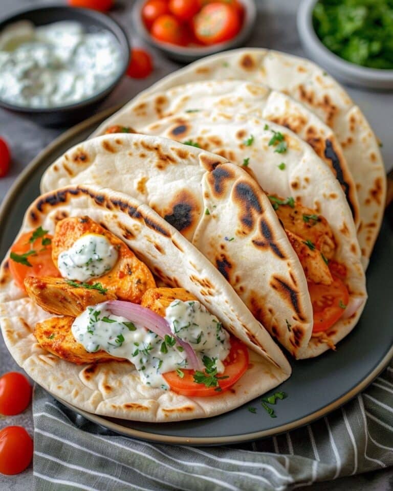 Crockpot Greek Chicken Pitas with Tzatziki