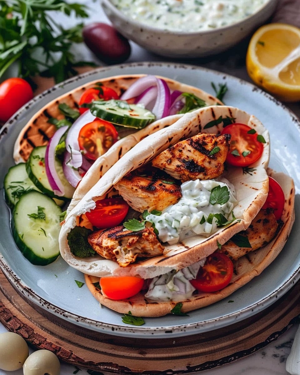 Crockpot Greek Chicken Pitas with Tzatziki