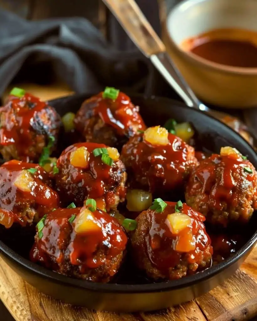 Crockpot Pineapple Barbecue Meatballs