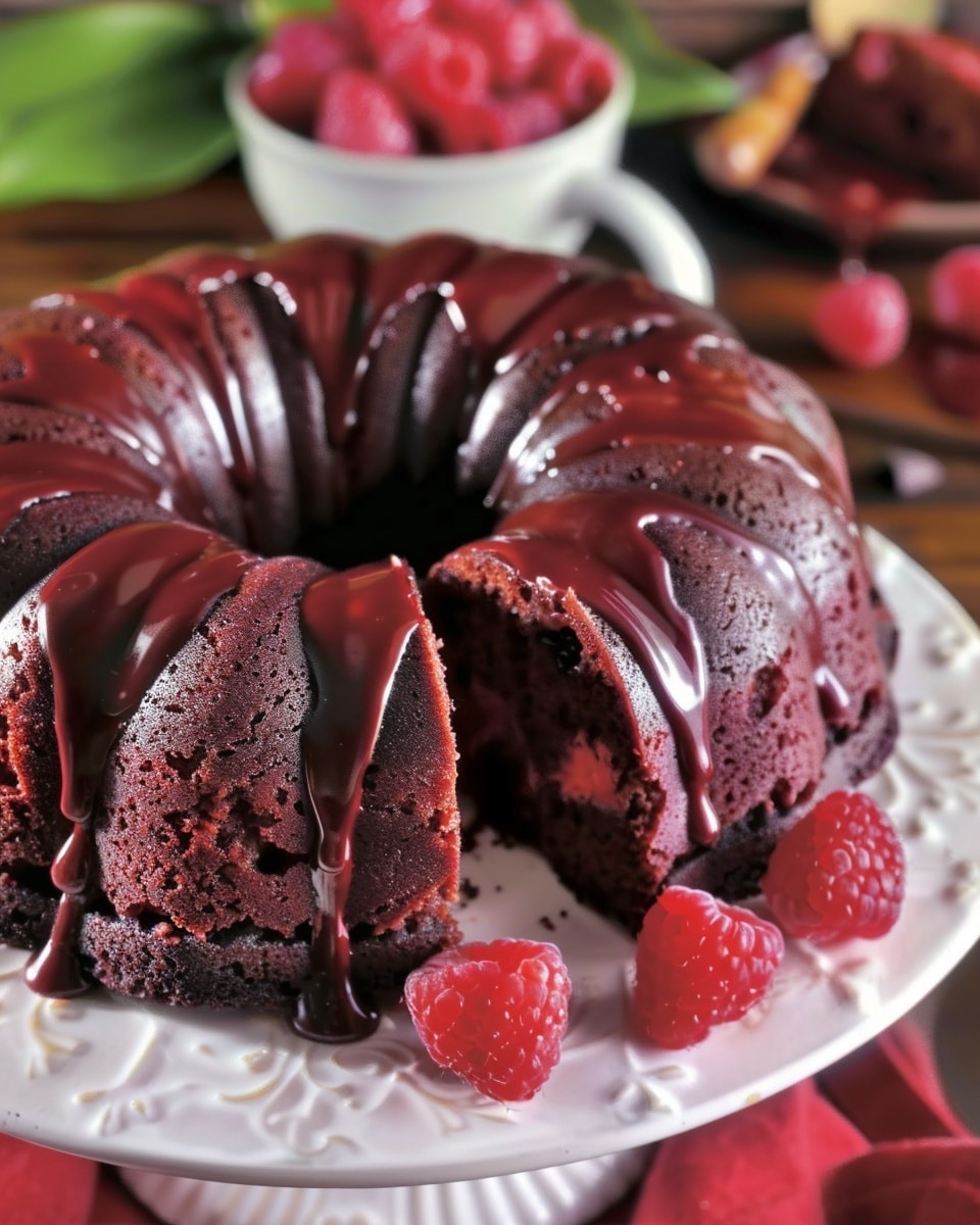 Decadent Triple-Layer Chocolate Raspberry Bundt Cake