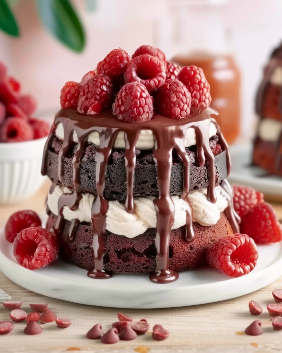 Decadent Triple-Layer Chocolate Raspberry Bundt Cake