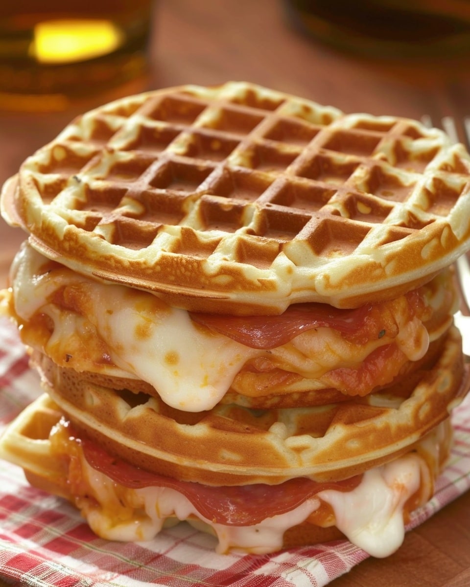 Pizza Stuffed Waffle Snacks