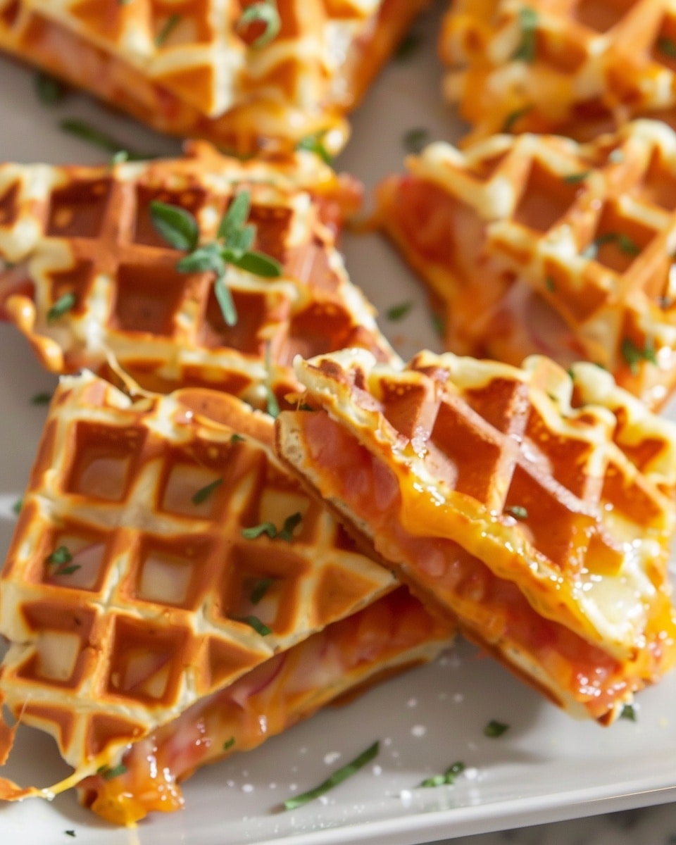 Pizza Stuffed Waffle Snacks