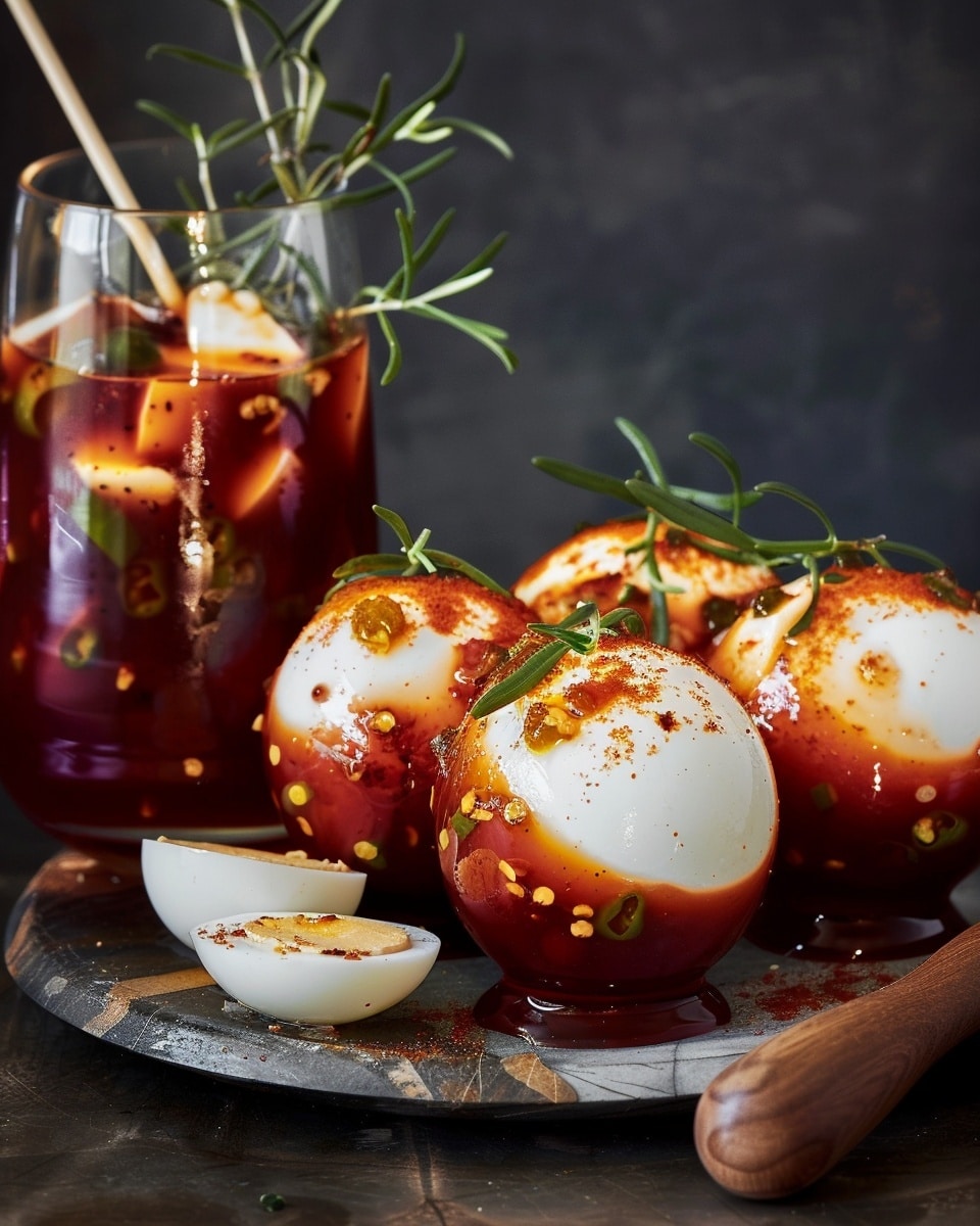 Spicy Bloody Mary Brined Eggs