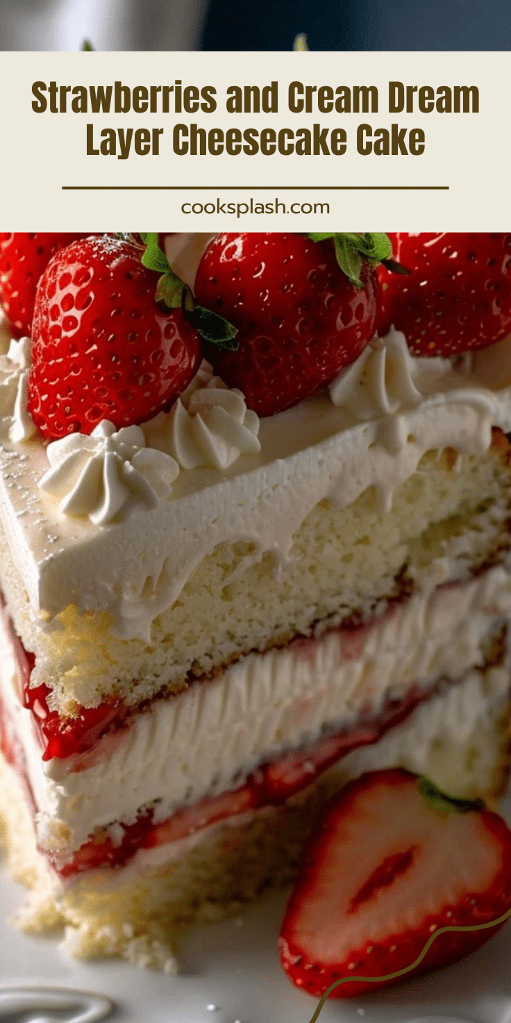 Strawberries and Cream Dream Layer Cheesecake Cake | Cook Splash