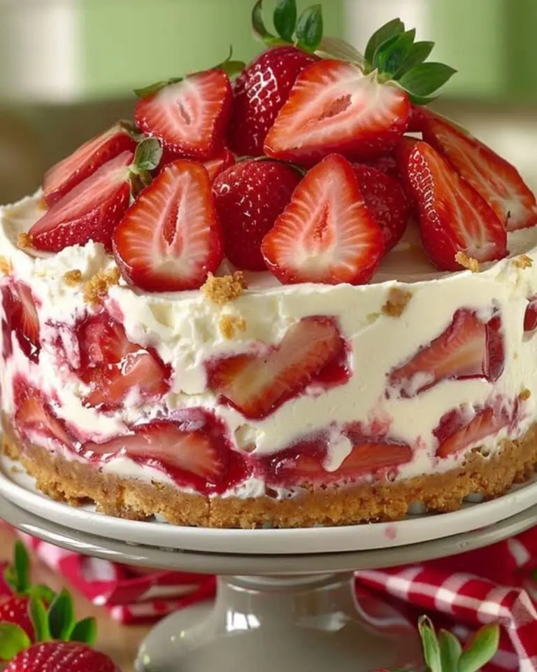Strawberries and Cream Dream Layer Cheesecake Cake