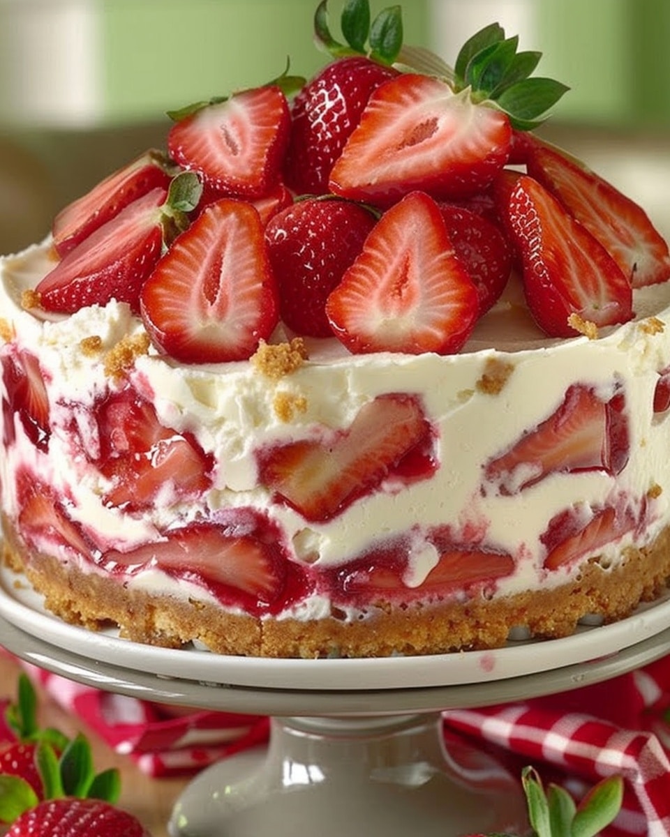 Strawberries and Cream Dream Layer Cheesecake Cake