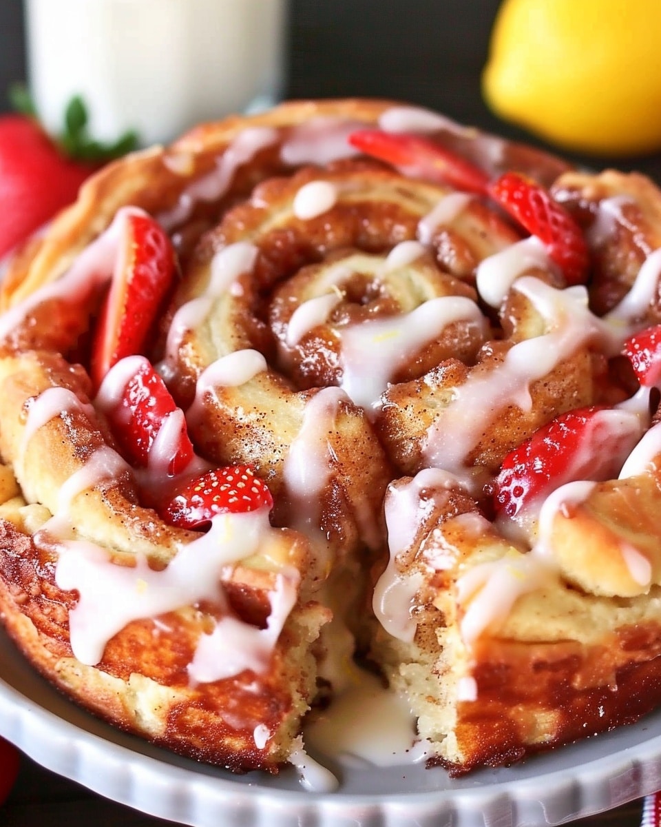 Strawberry Cinnamon Rolls with Lemon Cream Cheese Glaze