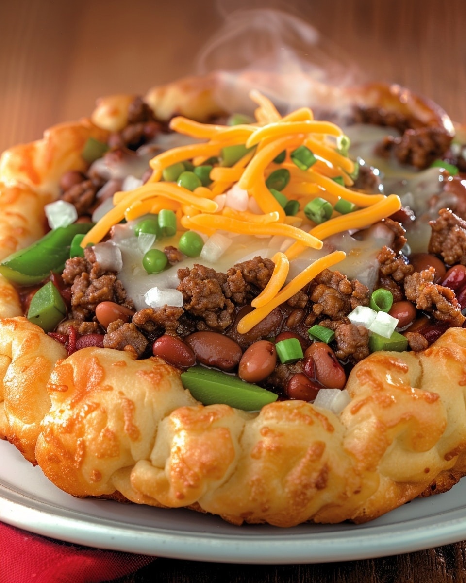 Fry Bread with Beans, Oaxaca Cheese & Ground Beef Green Chile