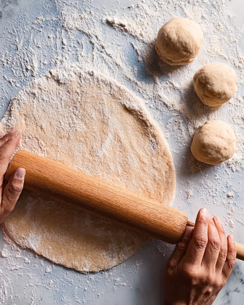 The image shows seven pieces of dough on a white marbled surface sprinkled lightly with flour. There are three larger pieces arranged in a triangular shape at the top and left, each with a smooth, tan light brown surface and slightly puffed texture. Below them are four smaller dough pieces with similar colors and rounded shapes placed loosely together. The dough looks soft and fresh, resting on the white marbled background covered with scattered white flour dust. photo taken with an iphone --ar 4:5 --v 7
