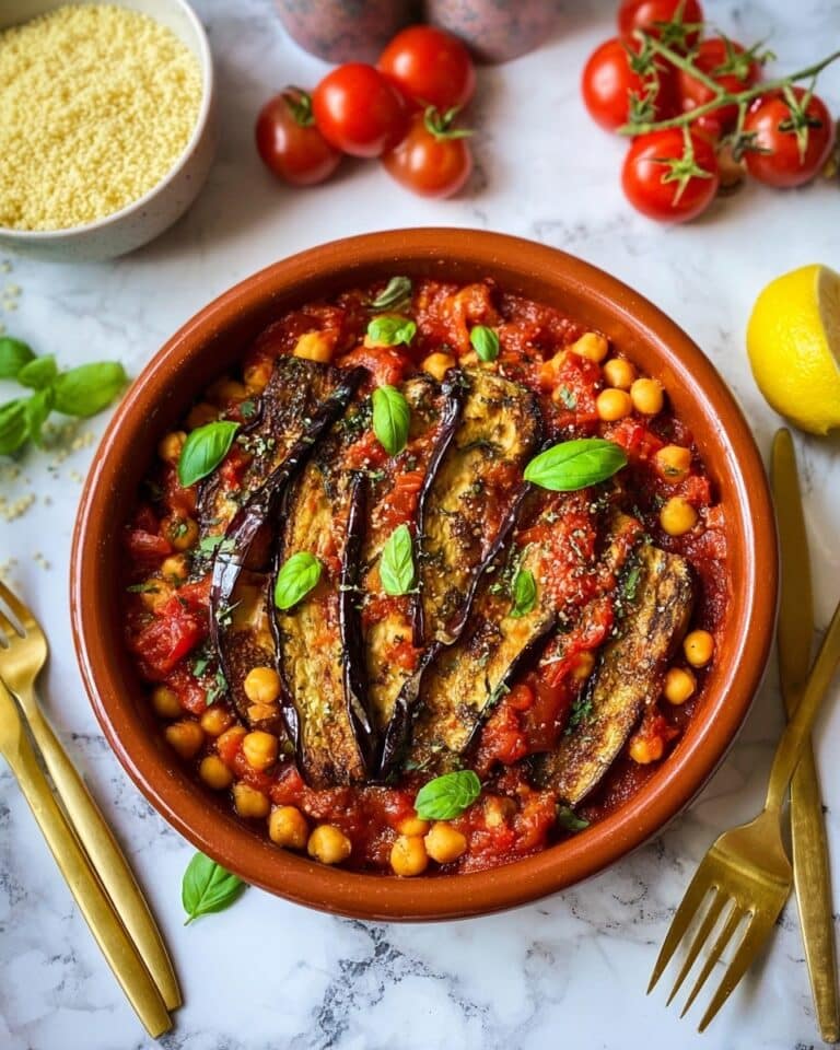 Vegan Lebanese Eggplant Moussaka (Maghmour) with Chickpeas and Tomato Recipe