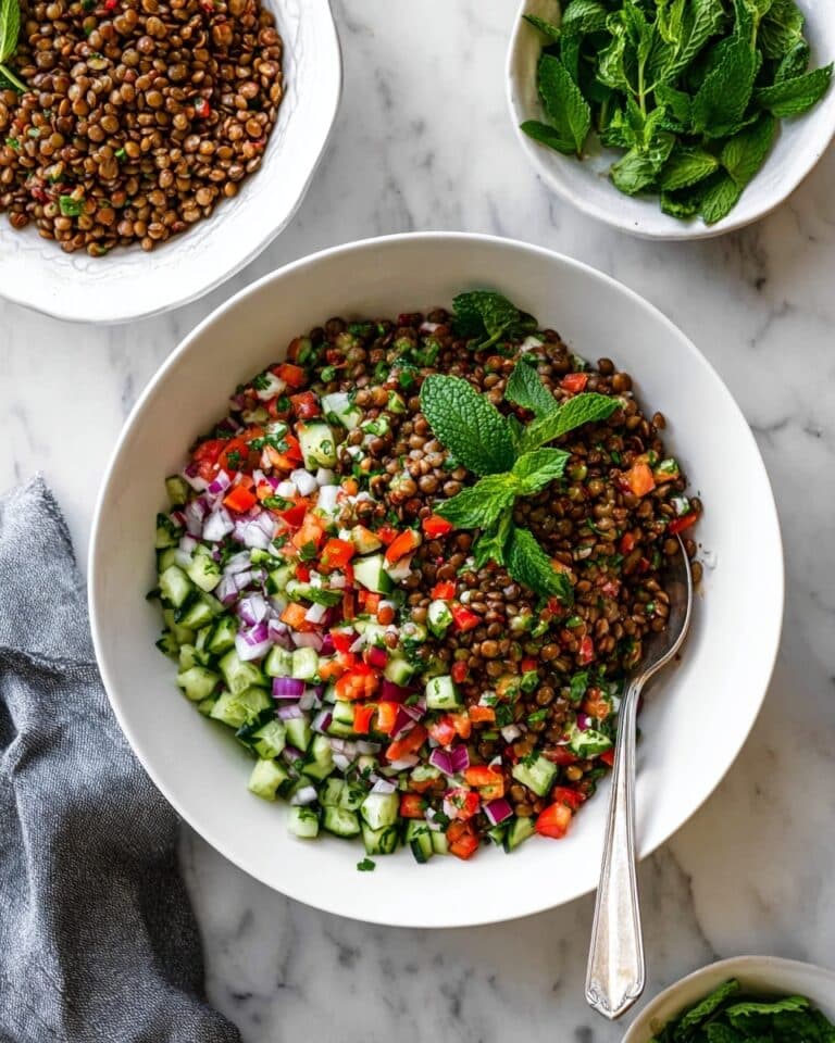 Lentil Salad with Fresh Vegetables and Lemon Dressing Recipe