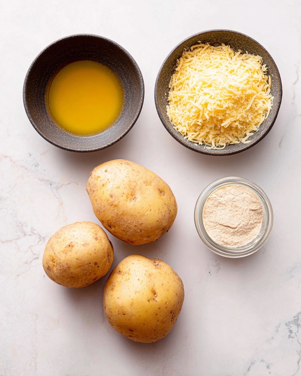 A rectangular metal baking pan lies on a white marbled surface, filled with a single layer of yellow potato pieces arranged in neat rows. The potatoes are cut into wedge shapes and cubes, placed evenly on a thin layer of melted butter or oil that coats the pan's bottom. Lightly sprinkled on top are coarse white granules, likely salt or seasoning, which rest on both the pan and potato surfaces. The pan's interior shows glossy spots from the melted liquid, and the edges have minor signs of use. photo taken with an iphone --ar 4:5 --v 7