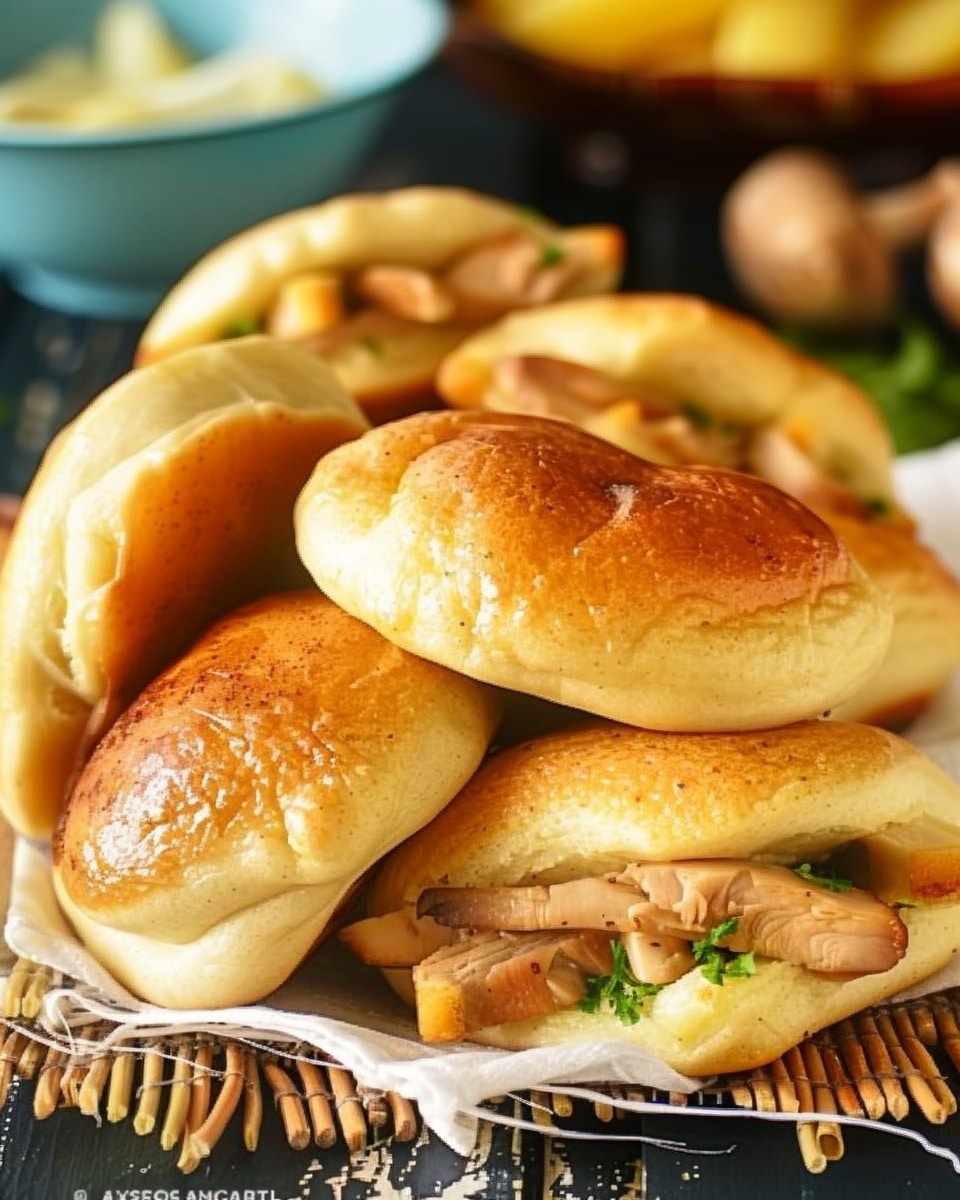 Baked Buns with Chicken and Mushrooms