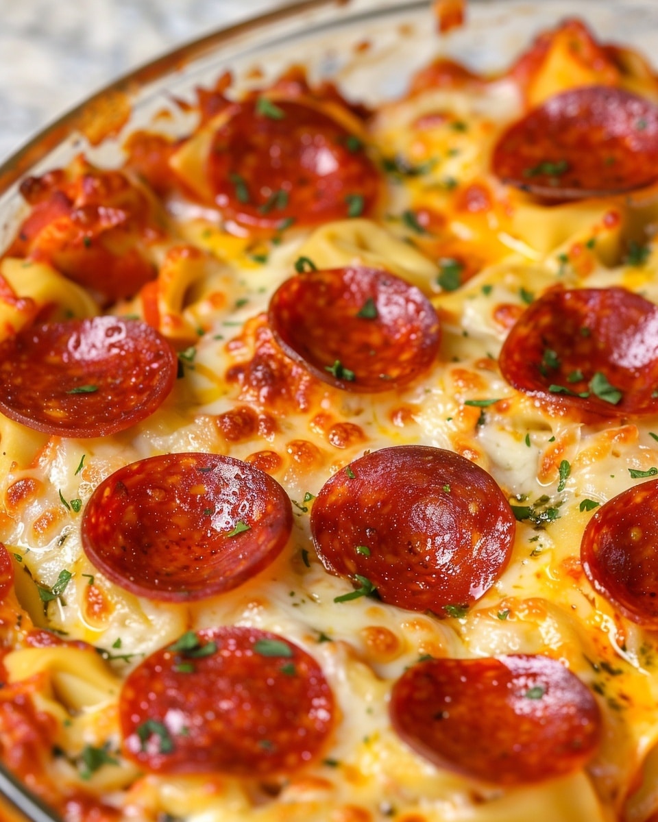 Cheese Tortellini Pepperoni Pizza Casserole