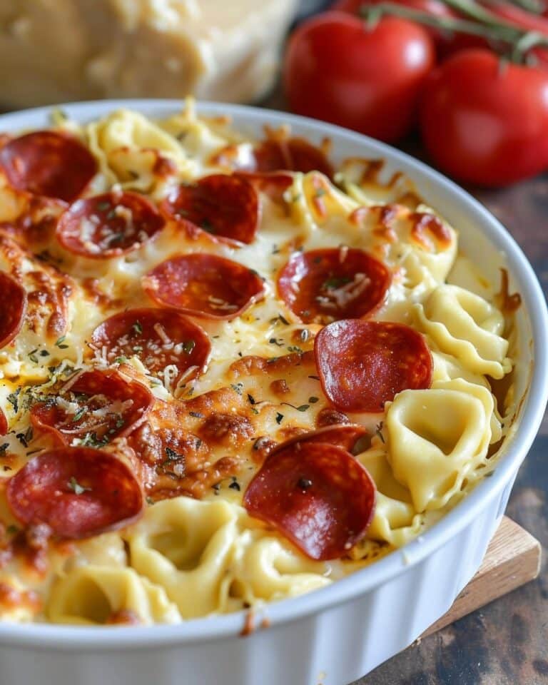 Cheese Tortellini Pepperoni Pizza Casserole