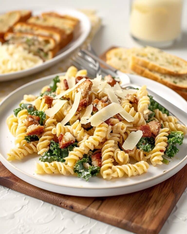 Kale Caesar Pasta Salad