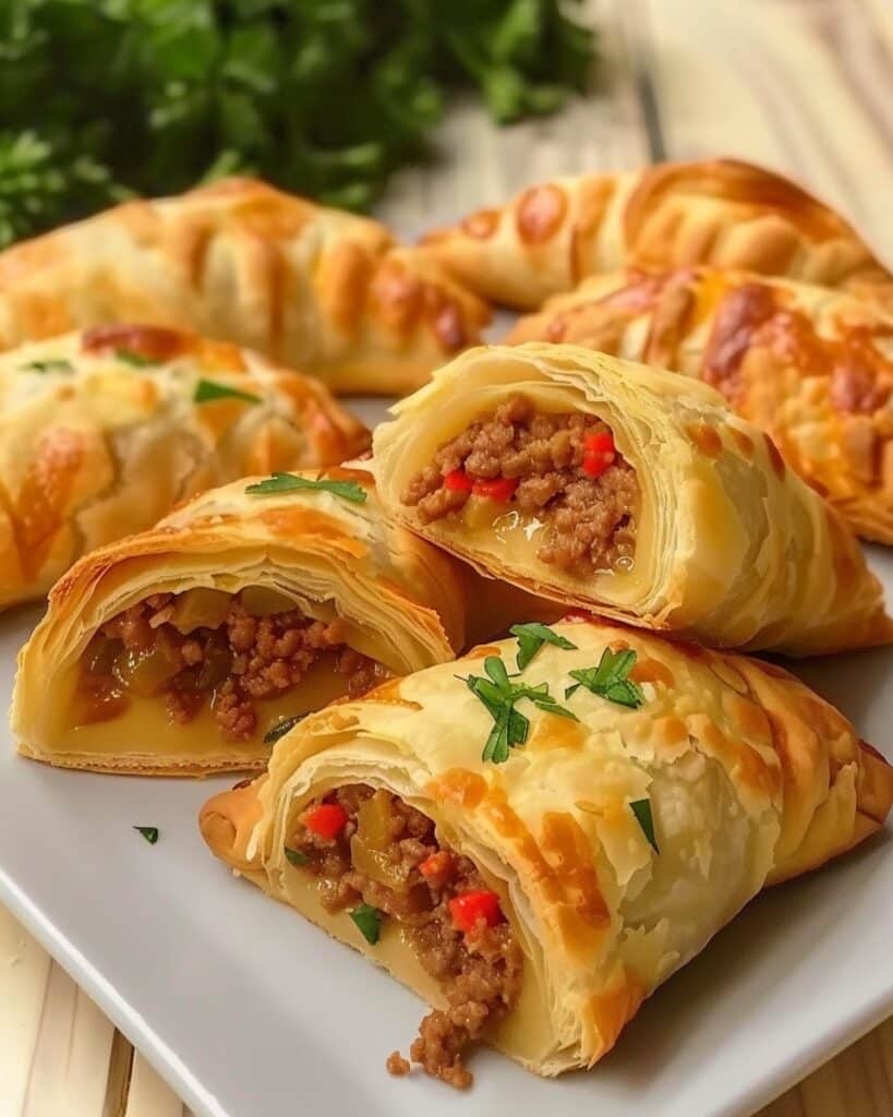 Savory Puff Pastry with Minced Meat and Cheese