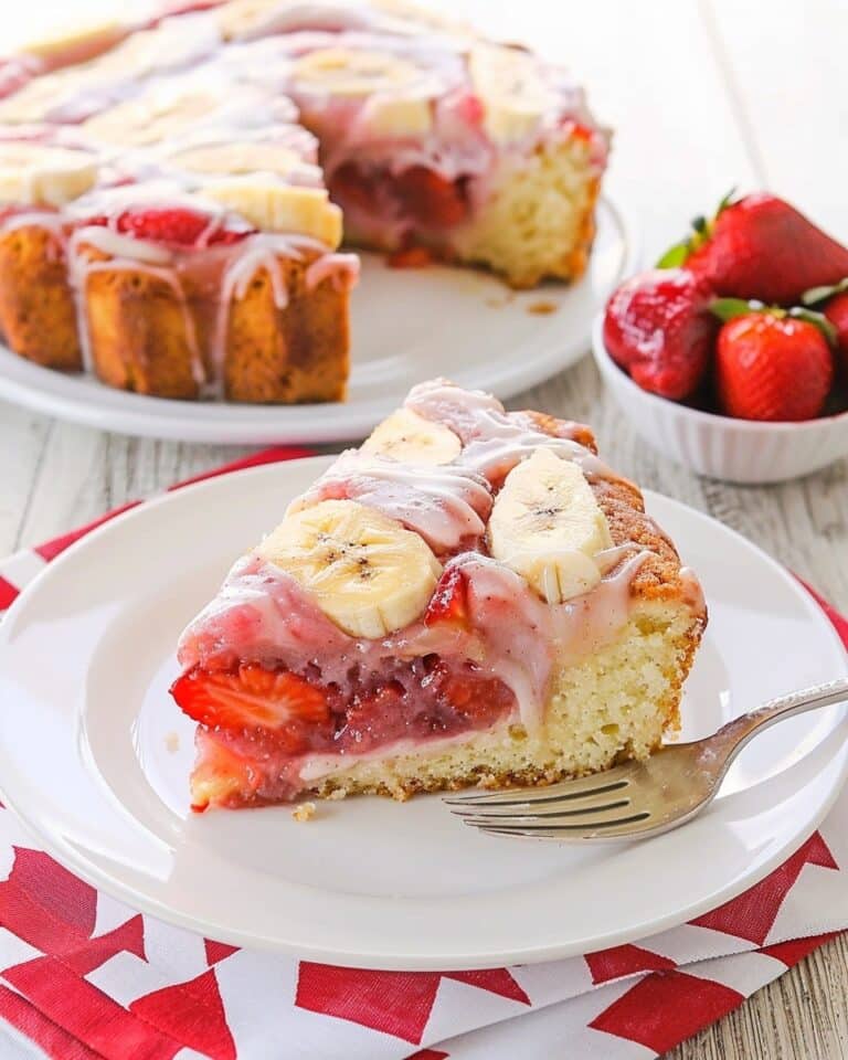 Soft and Fluffy Strawberry Banana Cake