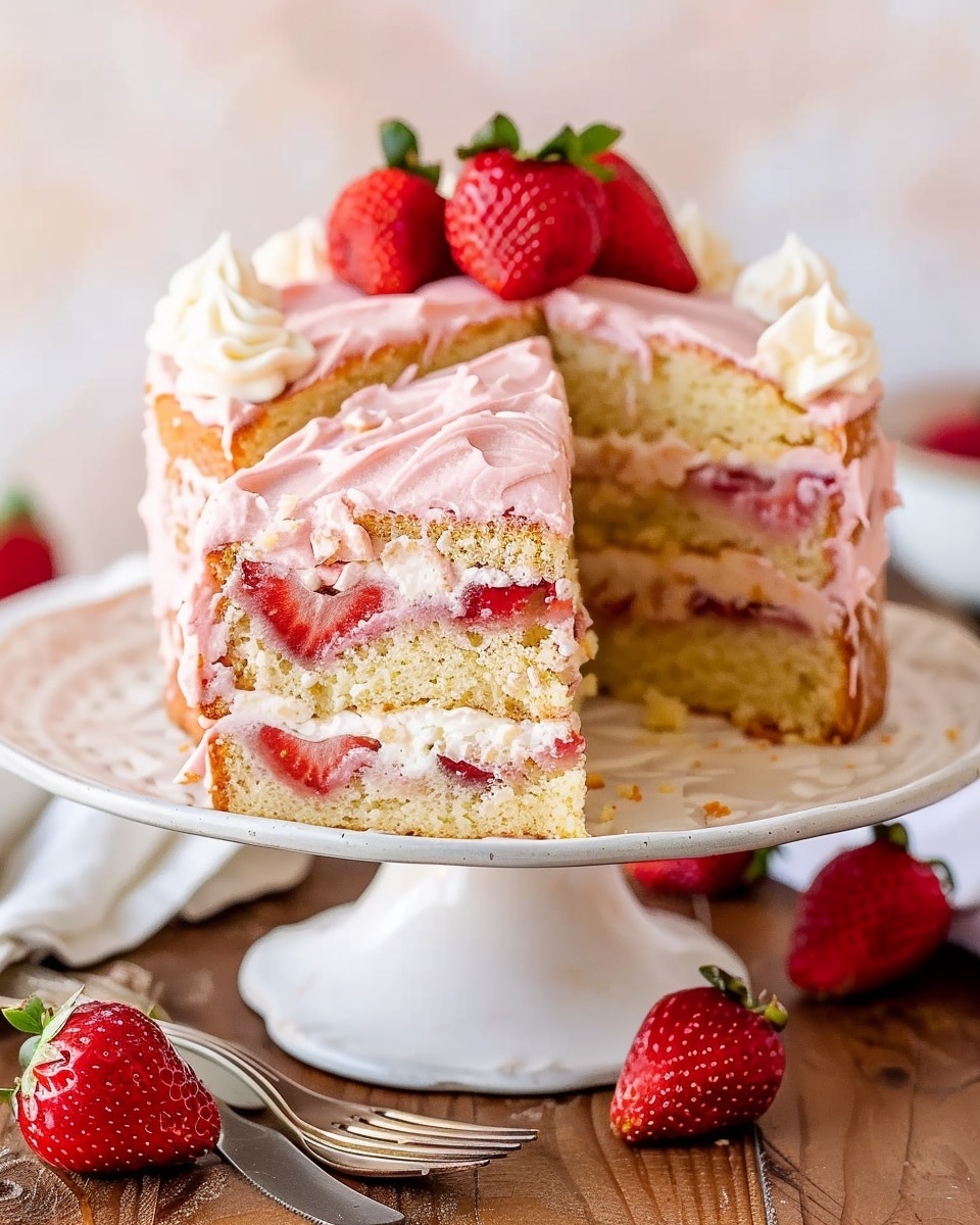 Soft and Fluffy Strawberry Banana Cake