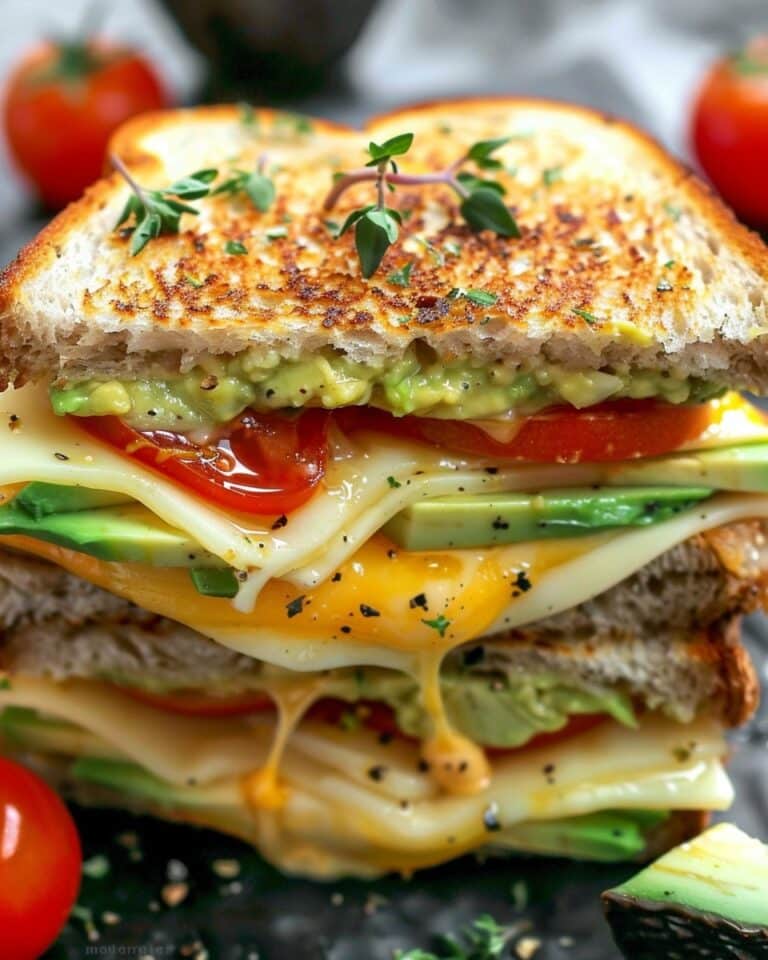 Tomato and Avocado Grilled Cheese Sandwich