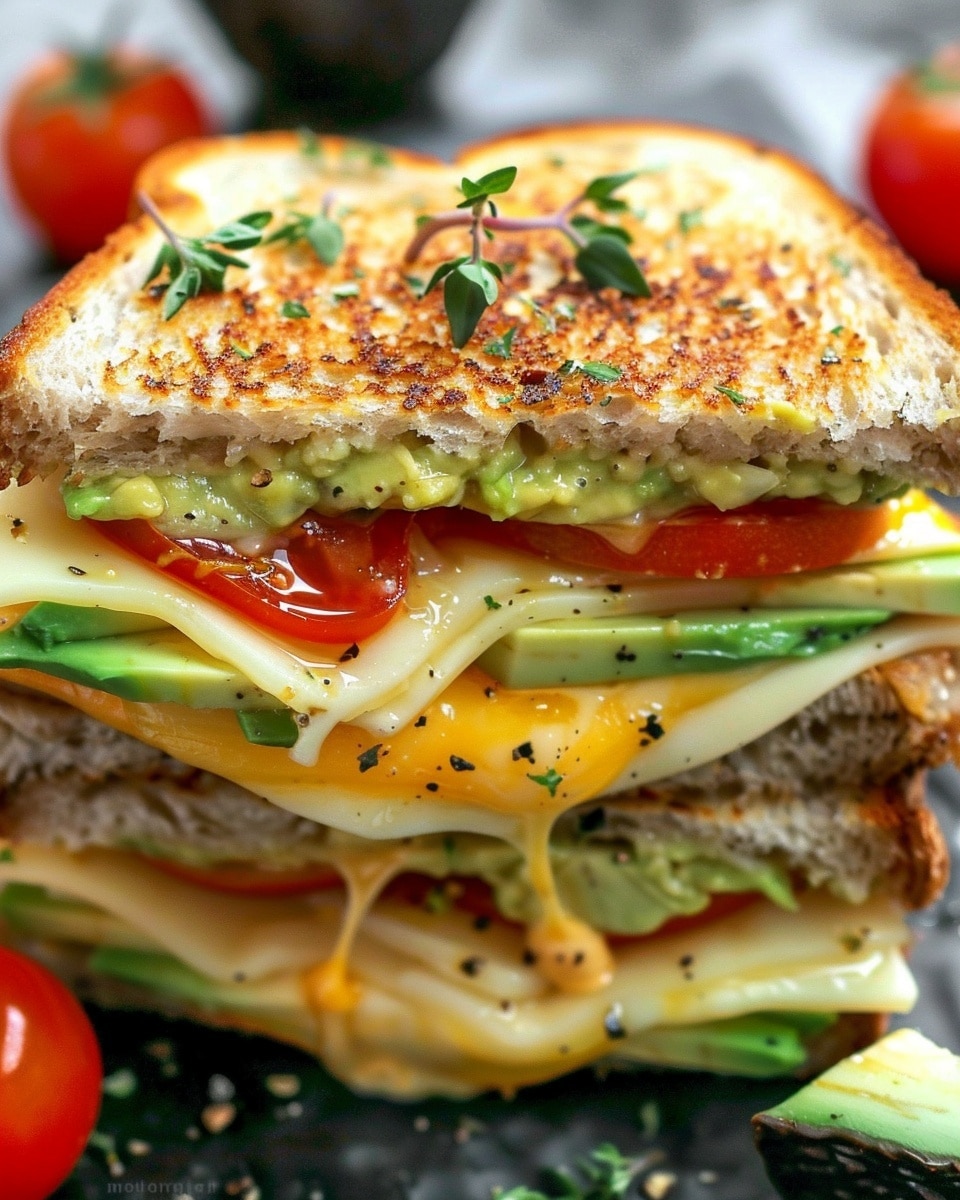 Tomato and Avocado Grilled Cheese Sandwich
