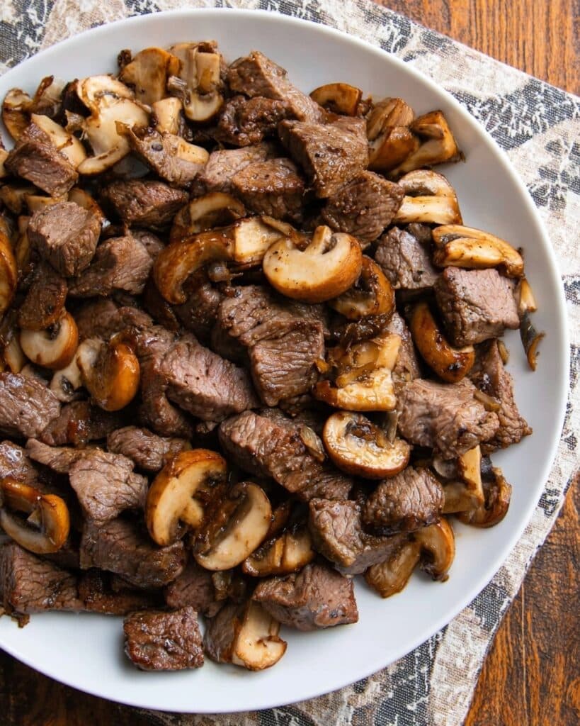 Buttered Steak Bites with Mushrooms Recipe