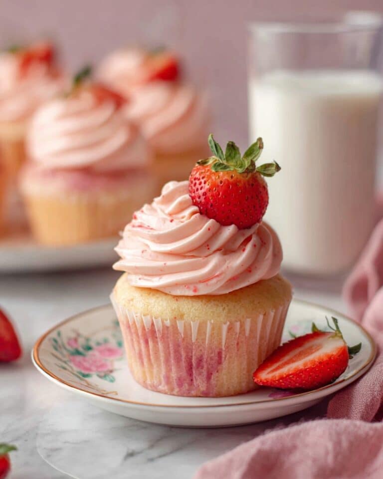 Strawberry Cupcakes with Strawberry Buttercream Frosting Recipe