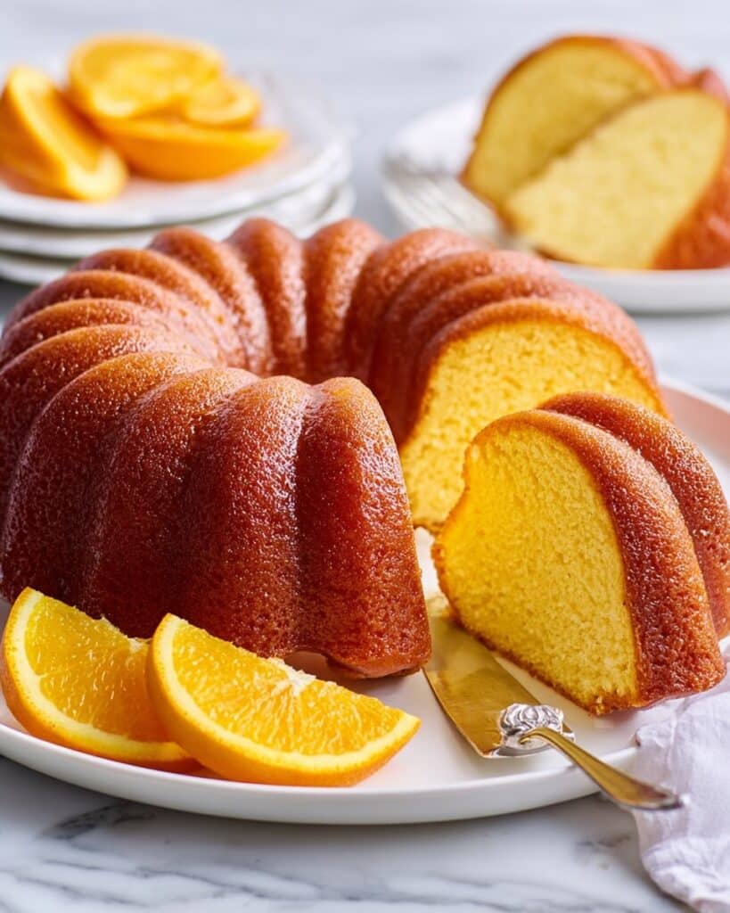Orange Juice Cake with Lemon Pudding Glaze Recipe