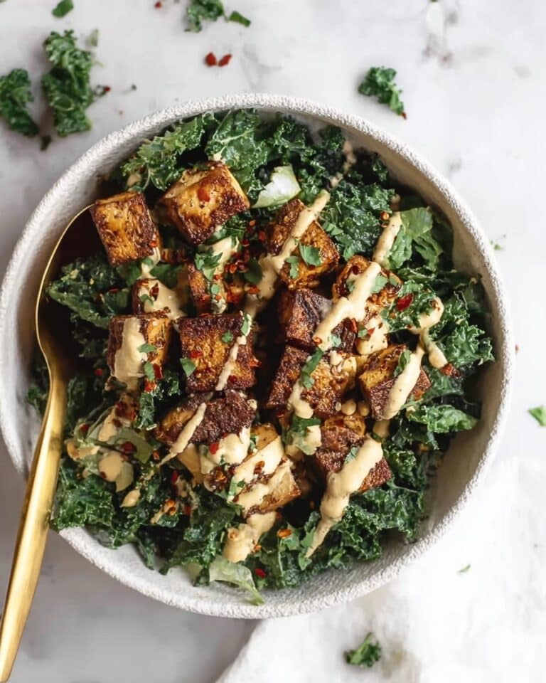 Creamy Kale Salad with Smoky Tempeh Croutons Recipe