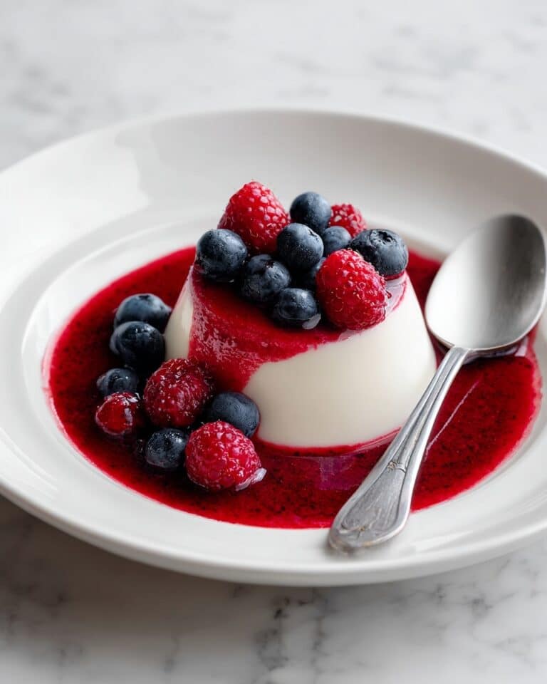 Easy Panna Cotta with Raspberry Sauce and Fresh Berries Recipe