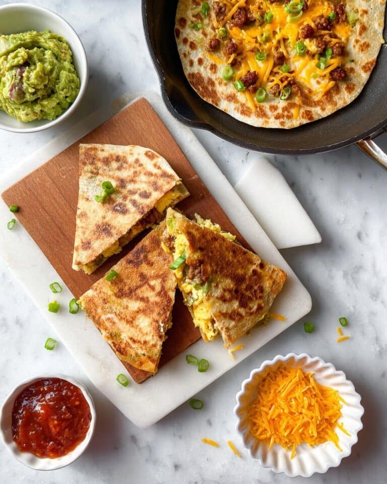 Breakfast Chicken Sausage Quesadilla with Cottage Cheese and Scallions Recipe